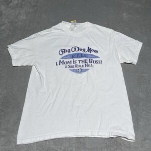 Vintage Big Dogs T Shirt Womens Small Medium White  Big Dog Mom Rules Y2K